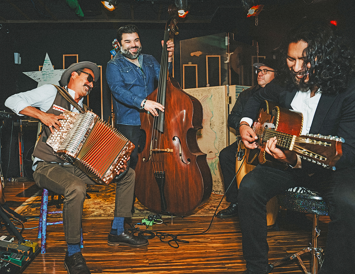 Nick Gaitan and his four piece band at a recording session on July 26, 2025 in Houston, TX